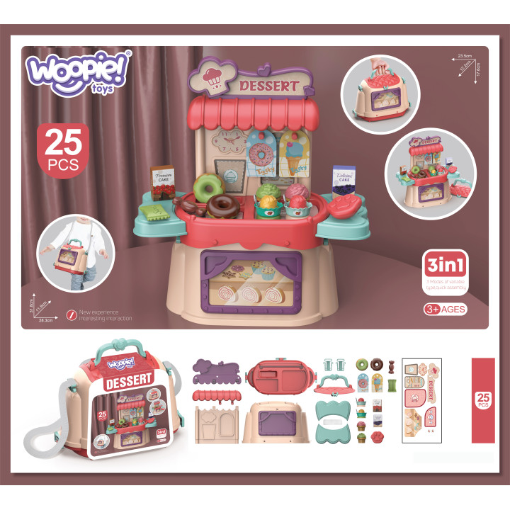 WOOPIE Ice Cream Parlor Confectionery Suitcase Backpack Ice Cream Shop 3in1 Set 25 pcs.