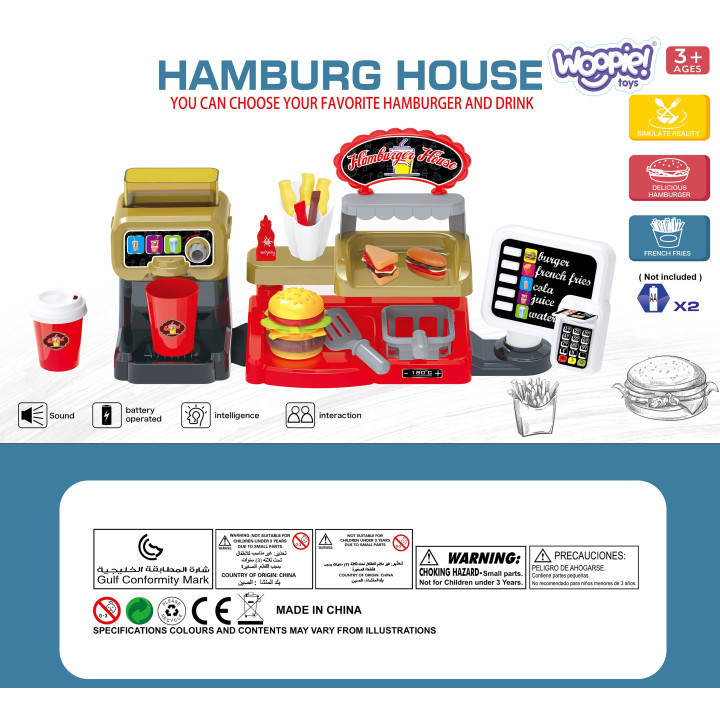 WOOPIE Fast Food XXL Shop Restaurant Cashier + Beverage Distributor