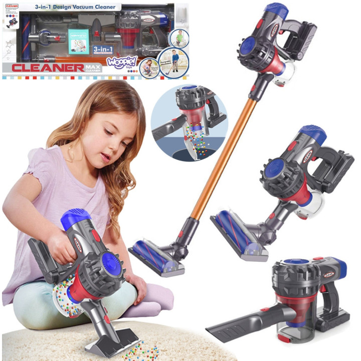 WOOPIE 3-in-1 Interactive Upright Vacuum Cleaner for Children with Suction Function
