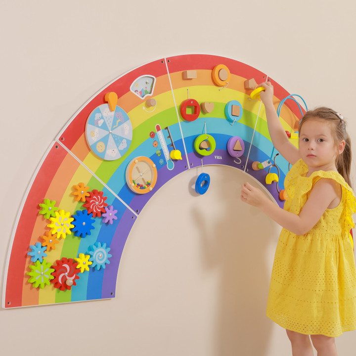 VIGA Wooden Sensory-Manipulation Board EDU Rainbow FSC Certificate