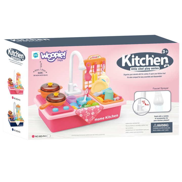 WOOPIE 2-in-1 Kitchen Sink for Kids Pink