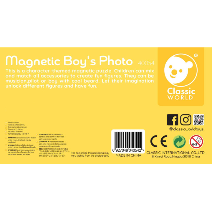 CLASSIC WORLD Magnetic Puzzle Fashion Photos Boys 32 pcs.