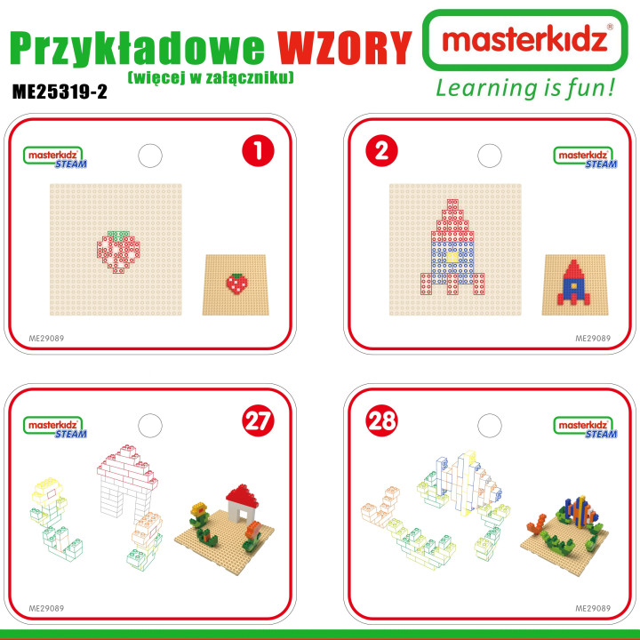 MASTERKIDZ Drewniany Stół Edukacyjny + AKCESORIA STEM WALL + 135 Klocków