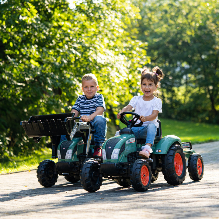 FALK Lander Green Pedal Tractor with Trailer for 3-7 Years