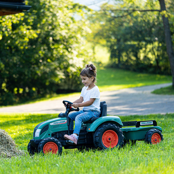 FALK Traktor Landini Niebieski na Pedały z Przyczepką od 3 Lat