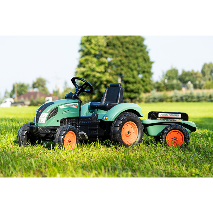 FALK Lander Green Pedal Tractor with Trailer for 3-7 Years