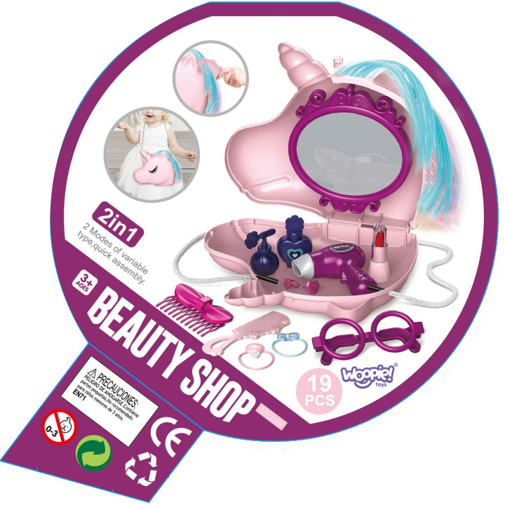 WOOPIE Dressing Table for Girls 2 in 1 Beauty Salon in a Unicorn Bag