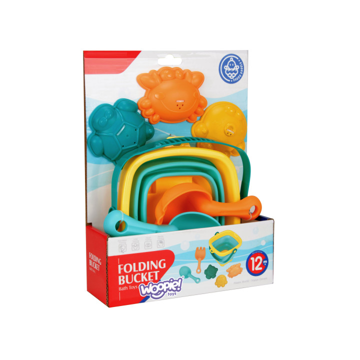WOOPIE BABY Folding Bucket with Rake, Spatula, and Blue Molds Set
