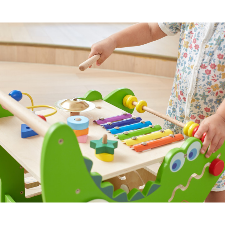 VIGA Chodzik Drewniany Pchacz Krokodylek Aktywności Edukacyjny 12w1