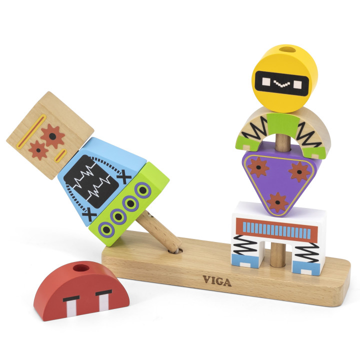 VIGA Robots Pyramid Puzzle + Patterns 8 pcs.