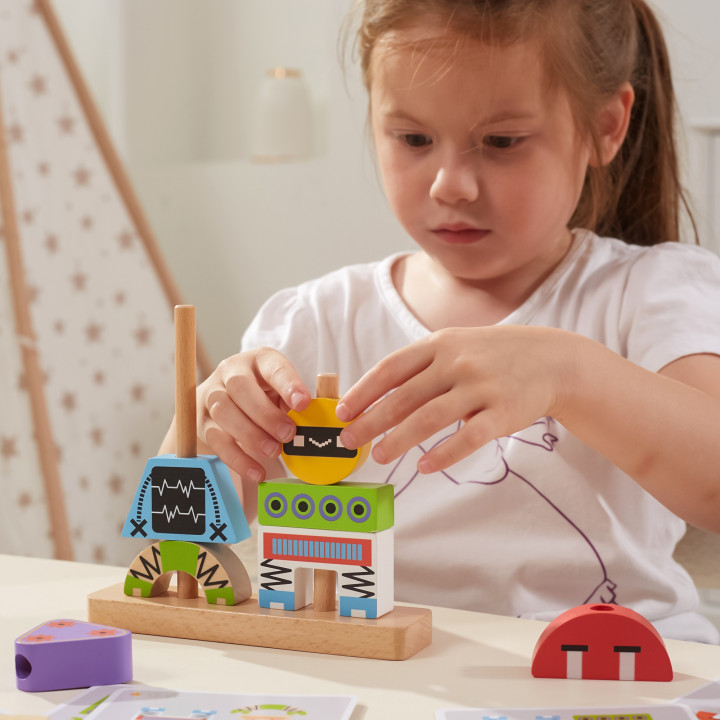 VIGA Robots Pyramid Puzzle + Patterns 8 pcs.
