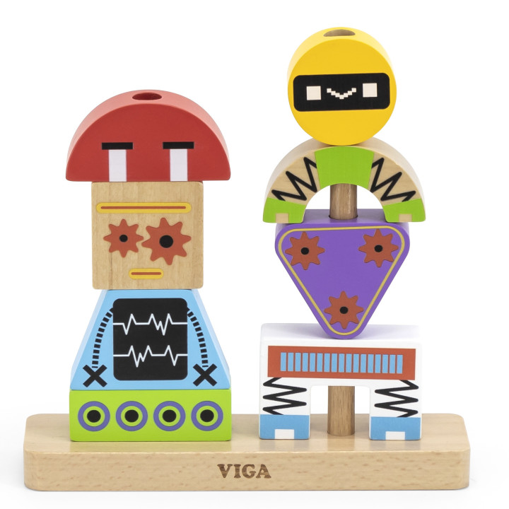 VIGA Robots Pyramid Puzzle + Patterns 8 pcs.