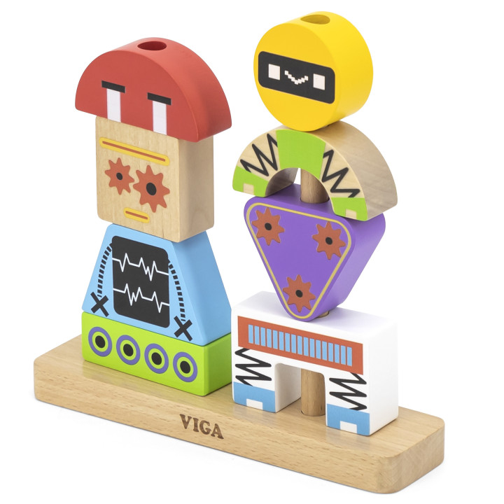VIGA Robots Pyramid Puzzle + Patterns 8 pcs.