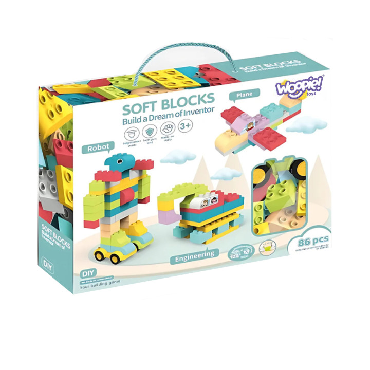 WOOPIE Soft Building Blocks Pastel Animals 86 pcs.