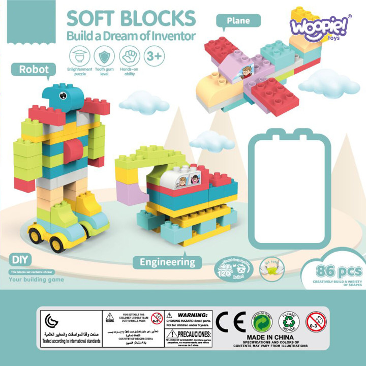WOOPIE Soft Building Blocks Pastel Animals 86 pcs.