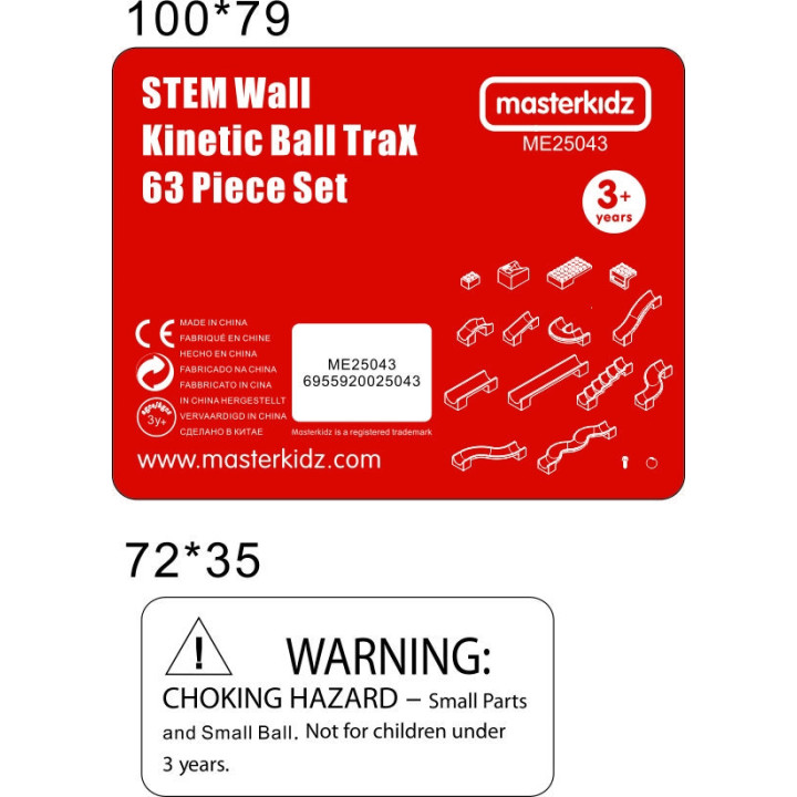 MASTERKIDZ Construction Set Ball Track for STEM Board 63 pcs.