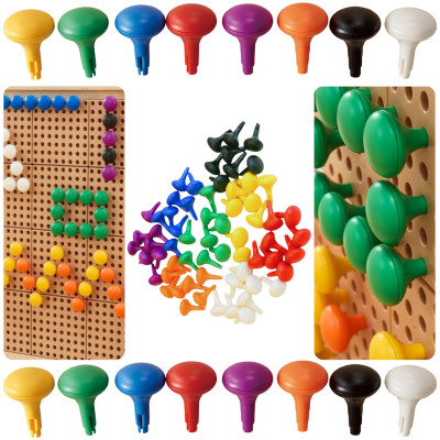 MASTERKIDZ Colorful Jumbo Pegs for STEM Board 64 Pcs - 8 Colors