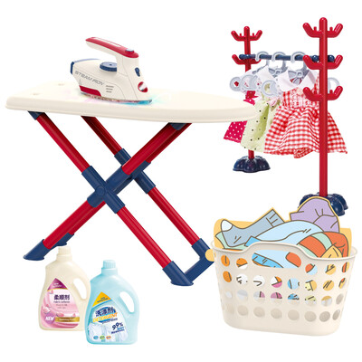 WOOPIE XXL Set Ironing Board with Iron, Hanger, Laundry Basket and Clothes 14 pcs.