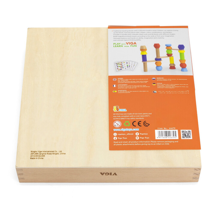 VIGA Wooden Geometric Blocks Puzzle 52 pcs.
