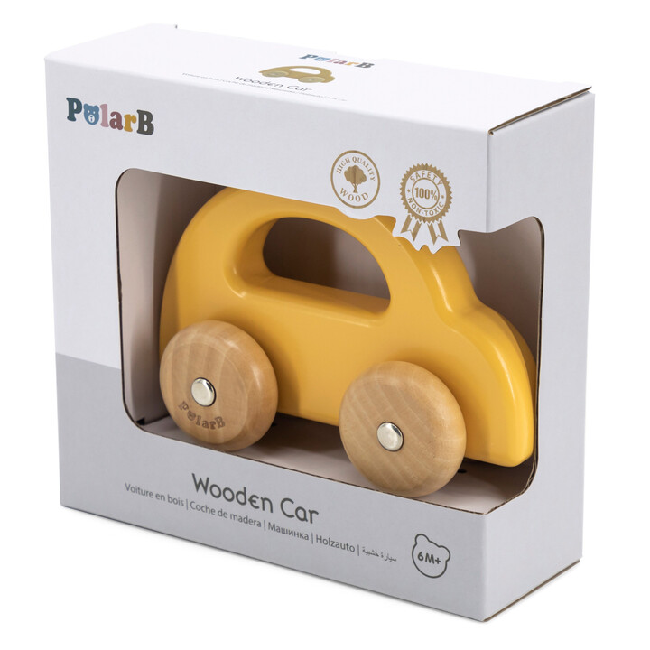 VIGA PolarB Wooden Push Car Yellow