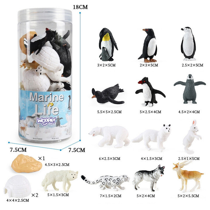 WOOPIE Arctic Animals Figures Set 16 pcs.