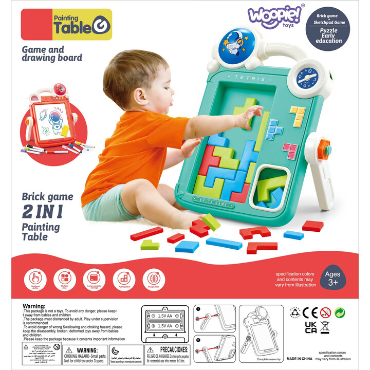 WOOPIE Double-Sided Drawing Board 2-in-1 Tetris Game