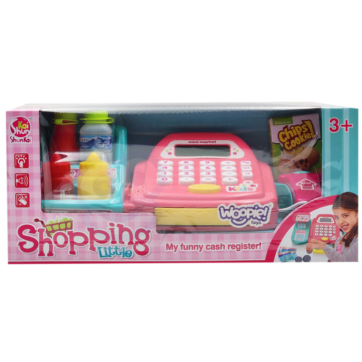 WOOPIE Cash Register with Shelf and Accessories Pink