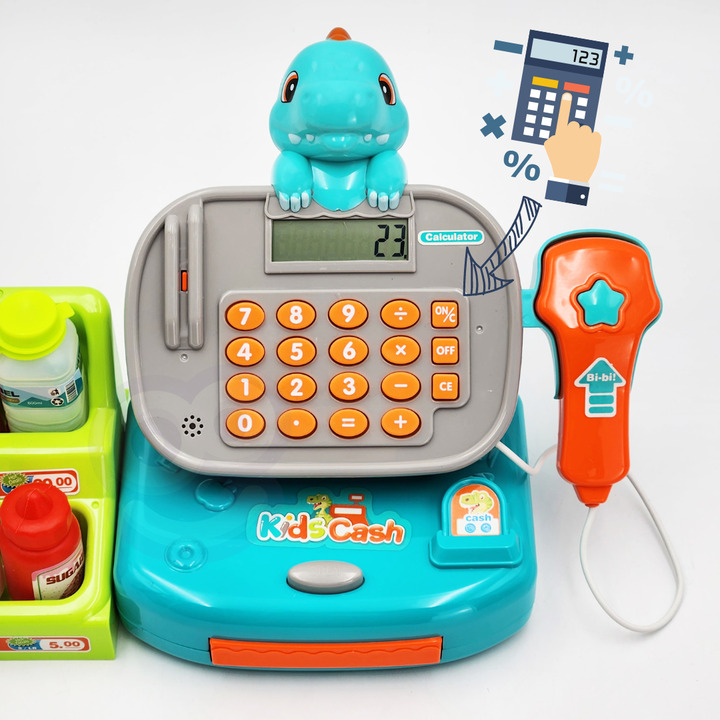 WOOPIE DINO Blue Cash Register with Shelf