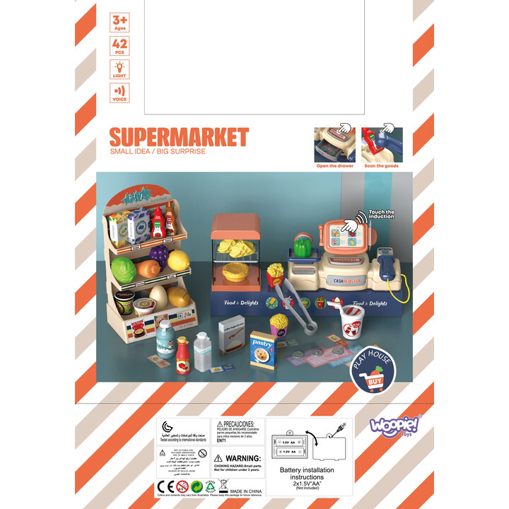 WOOPIE Shop Supermarket Cash Register 42 pcs.
