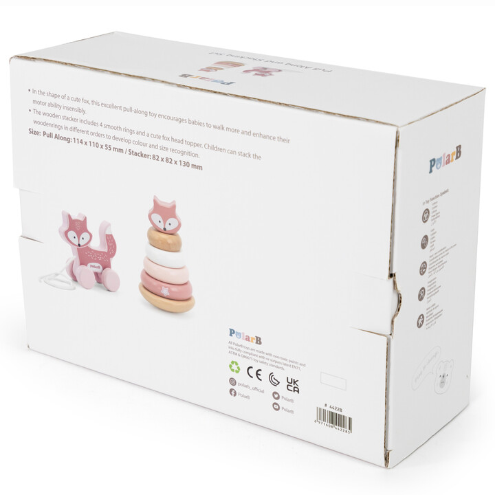 VIGA PolarB Set Fox Wooden Pyramid + Fox for Pulling