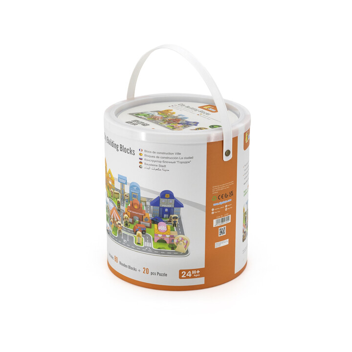 VIGA Wooden Set Building a City Blocks Board Figures