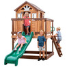 BACKYARD DISCOVERY Echo Heights Wooden Playground Slide House Kitchen