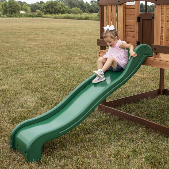 BACKYARD DISCOVERY Echo Heights Wooden Playground Slide House Kitchen