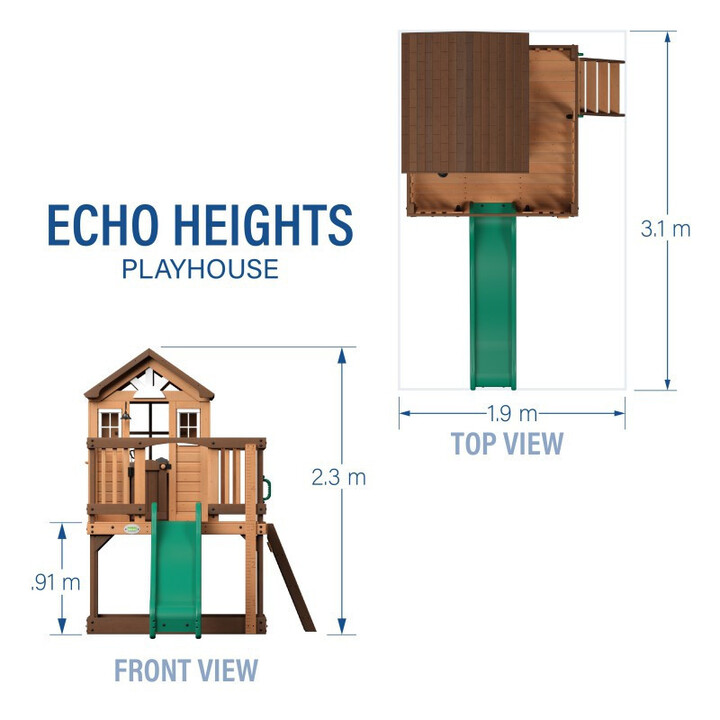 BACKYARD DISCOVERY Echo Heights Wooden Playground Slide House Kitchen