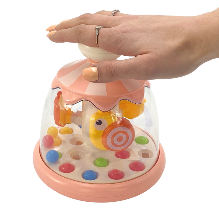 WOOPIE BABY Colorful Animals Pink Spinning Top with Balls Carousel