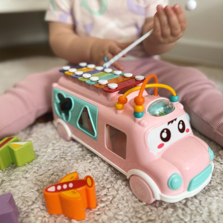 WOOPIE BABY Musical Car Sorter with Cymbals Pink