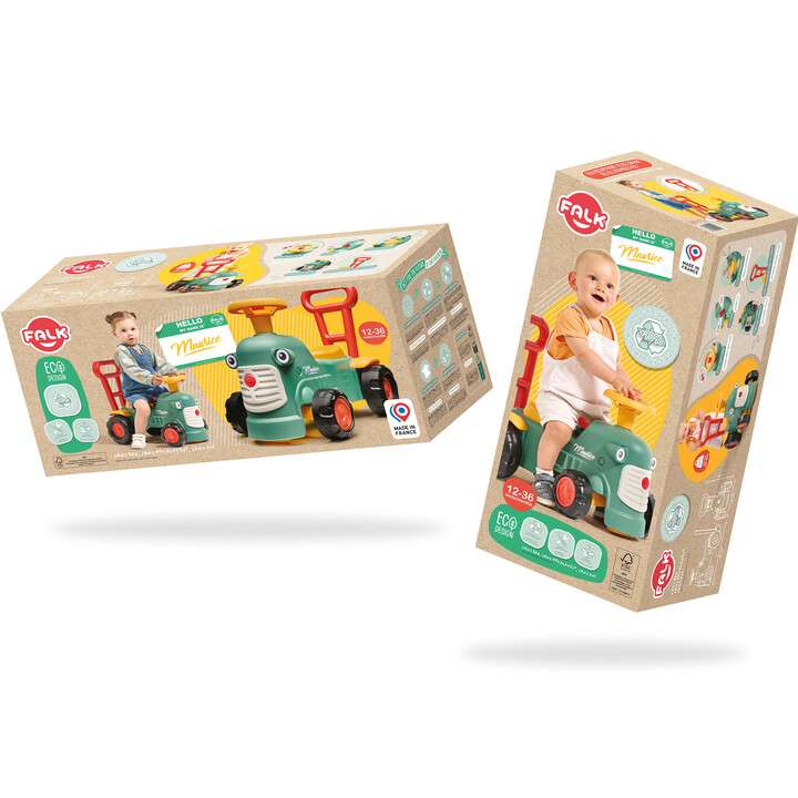 FALK Maurice Ride-on Tractor Green Pusher Pusher Storage Box for 1-3 Years