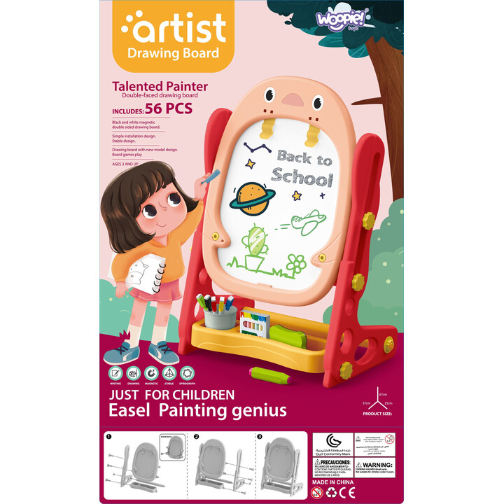WOOPIE Double-Sided Magnetic Board for Drawing and Learning Numbers and Letters 56 pcs.