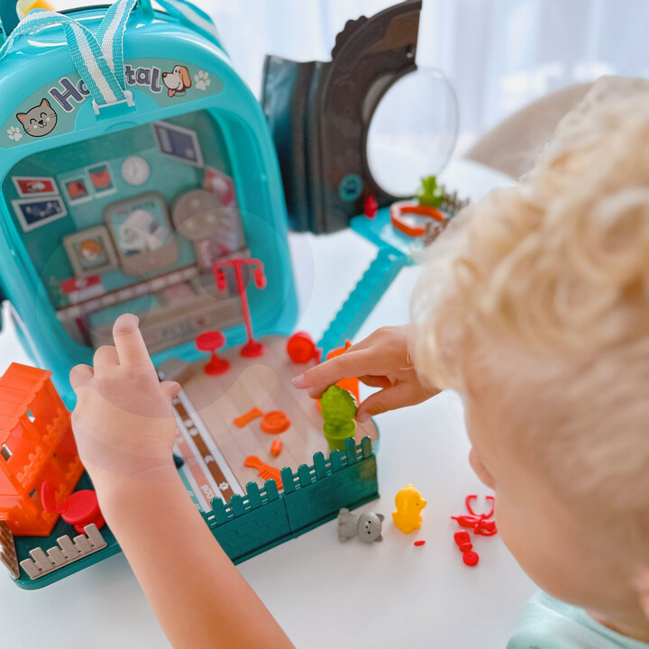 WOOPIE Domek dla Lalek 3w1 Zestaw do Pielęgnacji Pieska w Plecaku