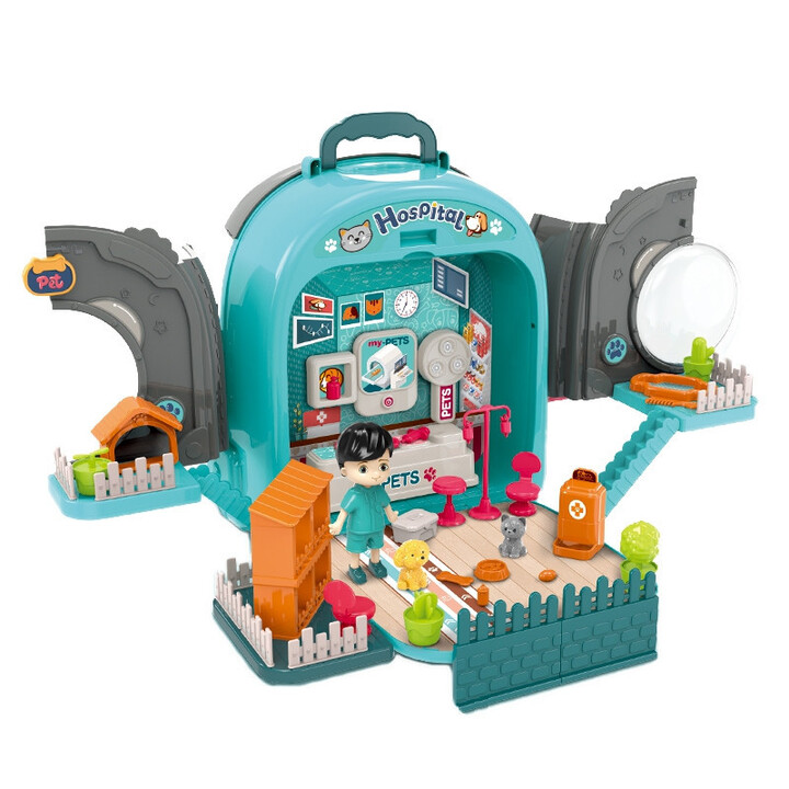 WOOPIE Little Veterinarian Set 3in1 House in a Backpack Dog