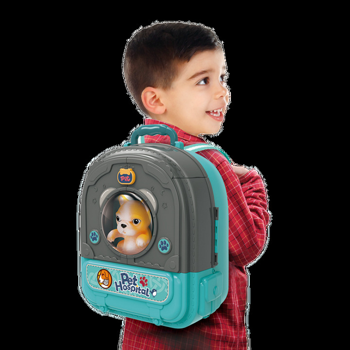 WOOPIE Little Veterinarian Set 3in1 House in a Backpack Dog