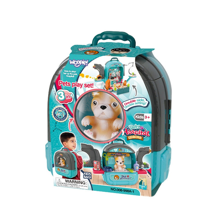 WOOPIE Little Veterinarian Set 3in1 House in a Backpack Dog
