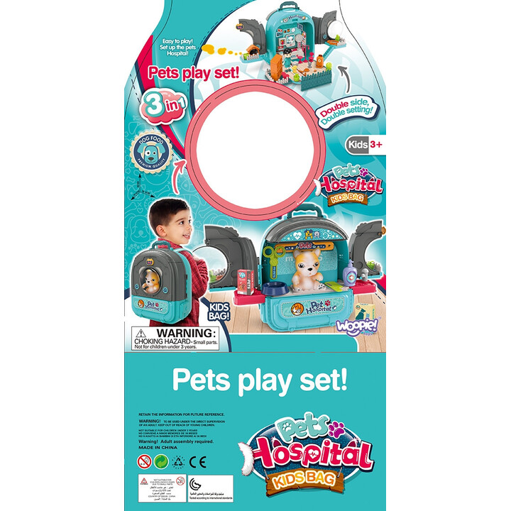 WOOPIE Little Veterinarian Set 3in1 House in a Backpack Dog
