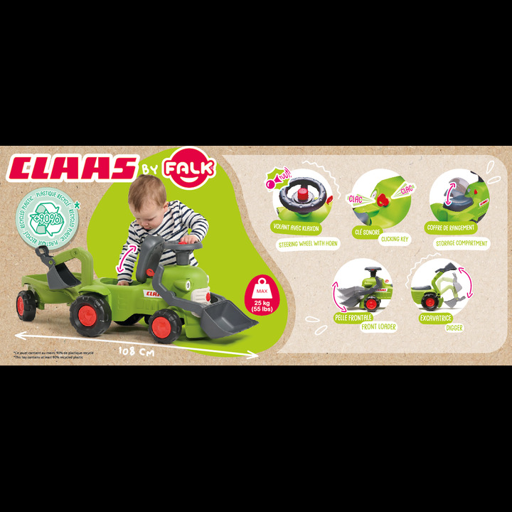 FALK Claas Ride-on Tractor with Trailer, Loader and Bucket