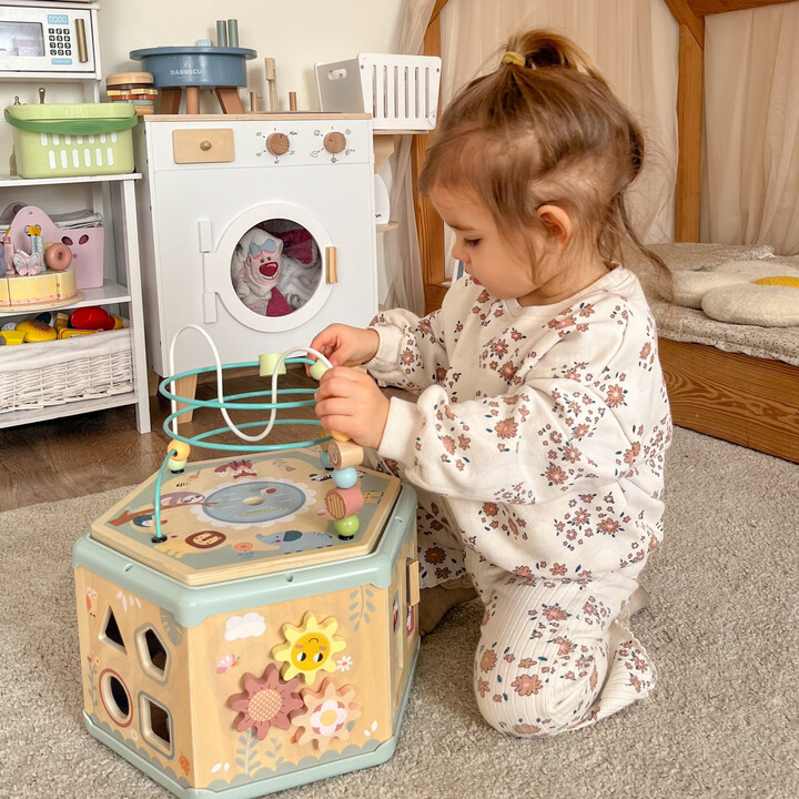 TOOKY TOY Interaktywny Drewniany Sześciokąt Montessori Otwierane Pudełko