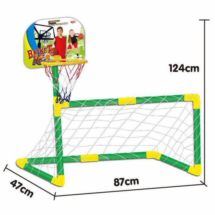WOOPIE 2-in-1 Basketball Set: Soccer Goal + Basketball