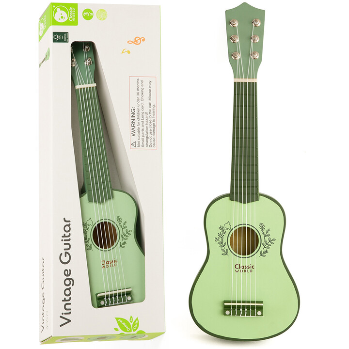 CLASSIC WORLD Wooden Guitar for Children Vintage Musical Instrument 3+