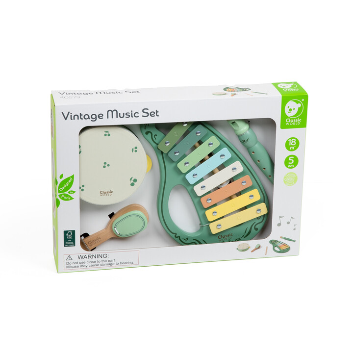 CLASSIC WORLD Wooden Vintage Musical Instrument Set 18ms+