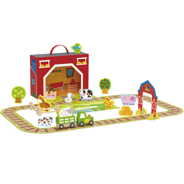 TOOKY TOY Wooden Farm in a Suitcase Figures Vehicles