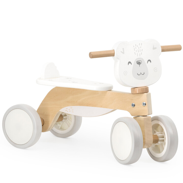 VIGA PolarB Wooden Polar Bear Ride-On with Soft Wheels